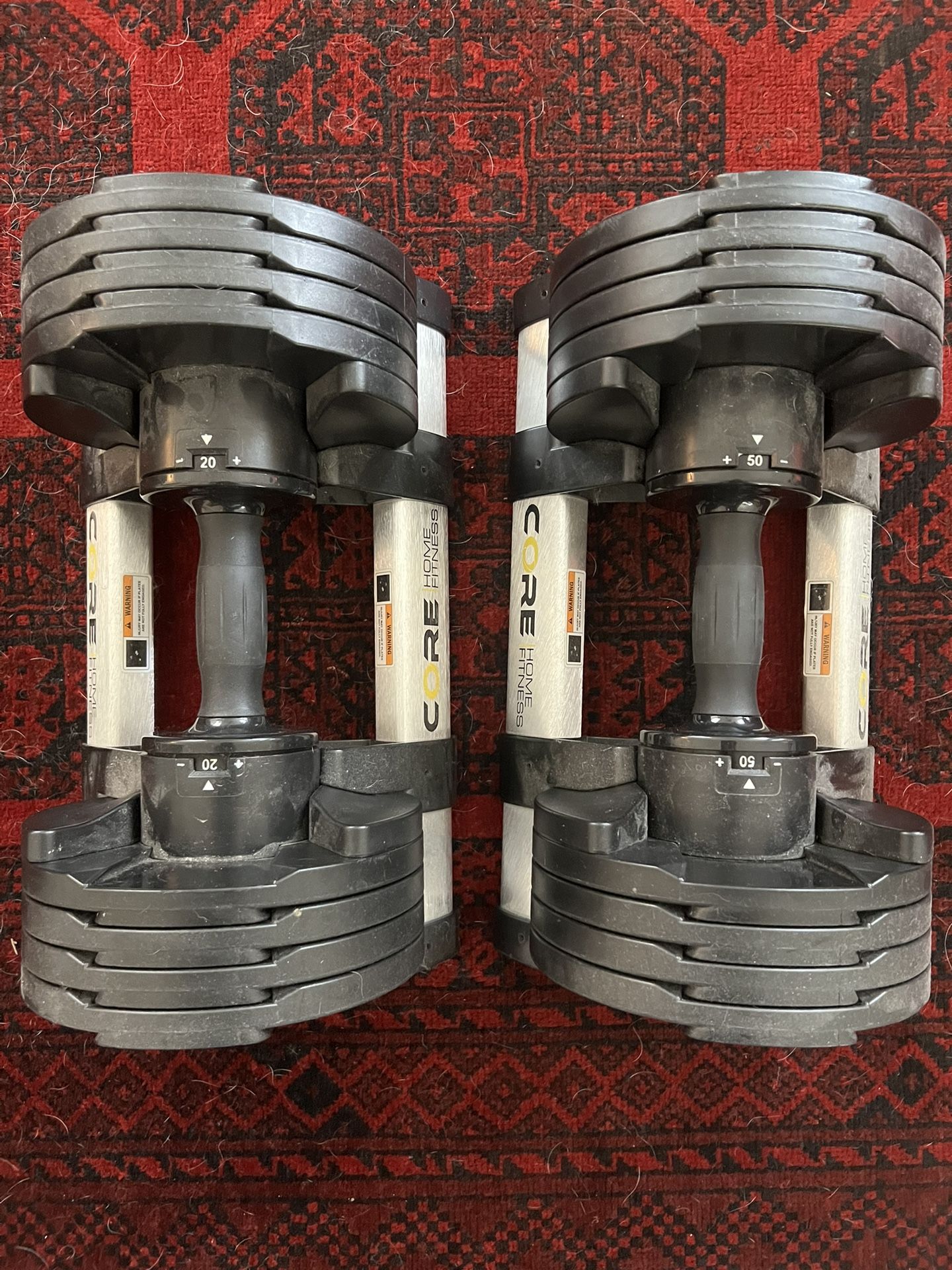 Core Fitness Adjustable Dumbells 5-50lb Pair