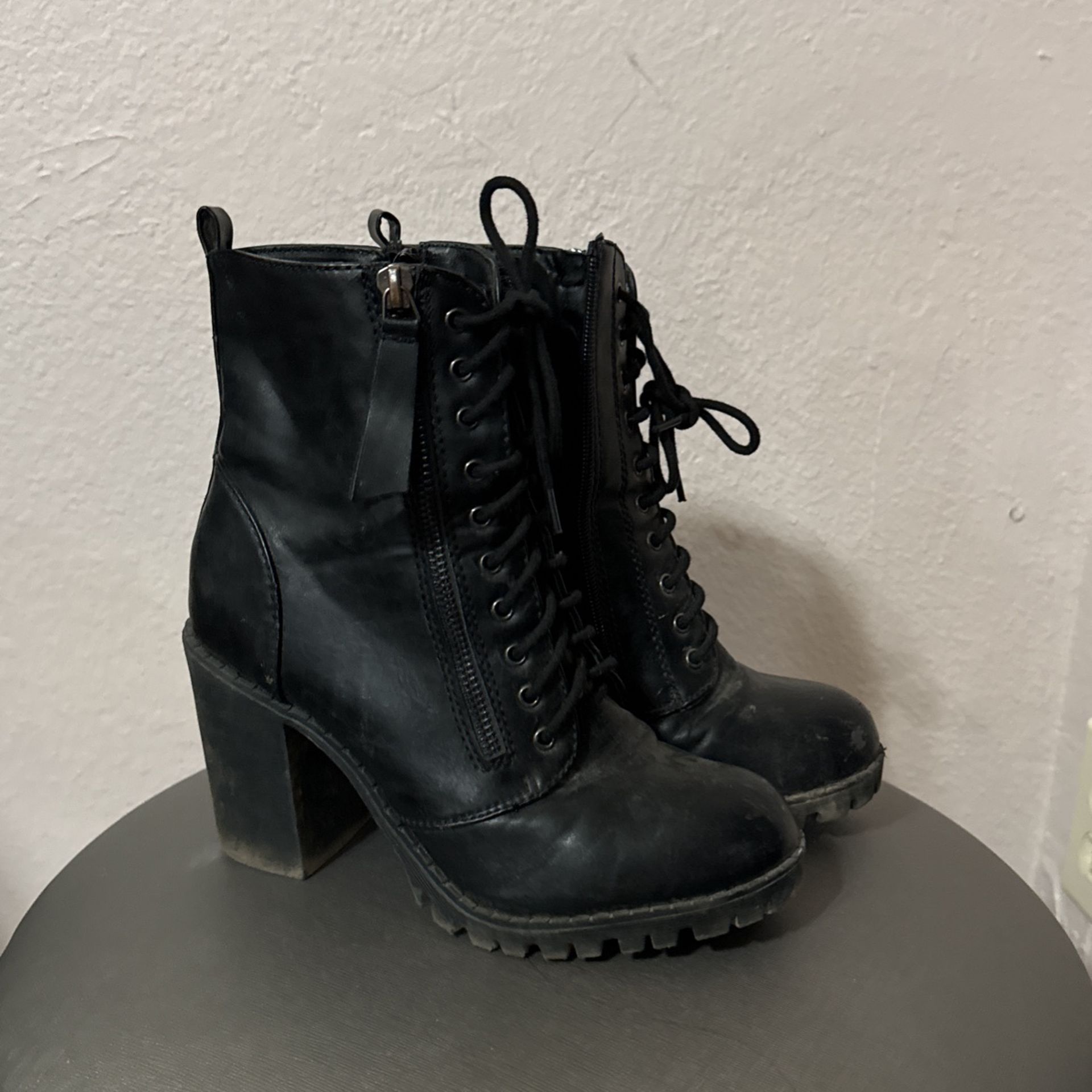 Black Combat Boot Heels