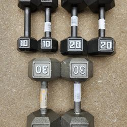 Iron Hex Dumbbells 10s 20s and 30s