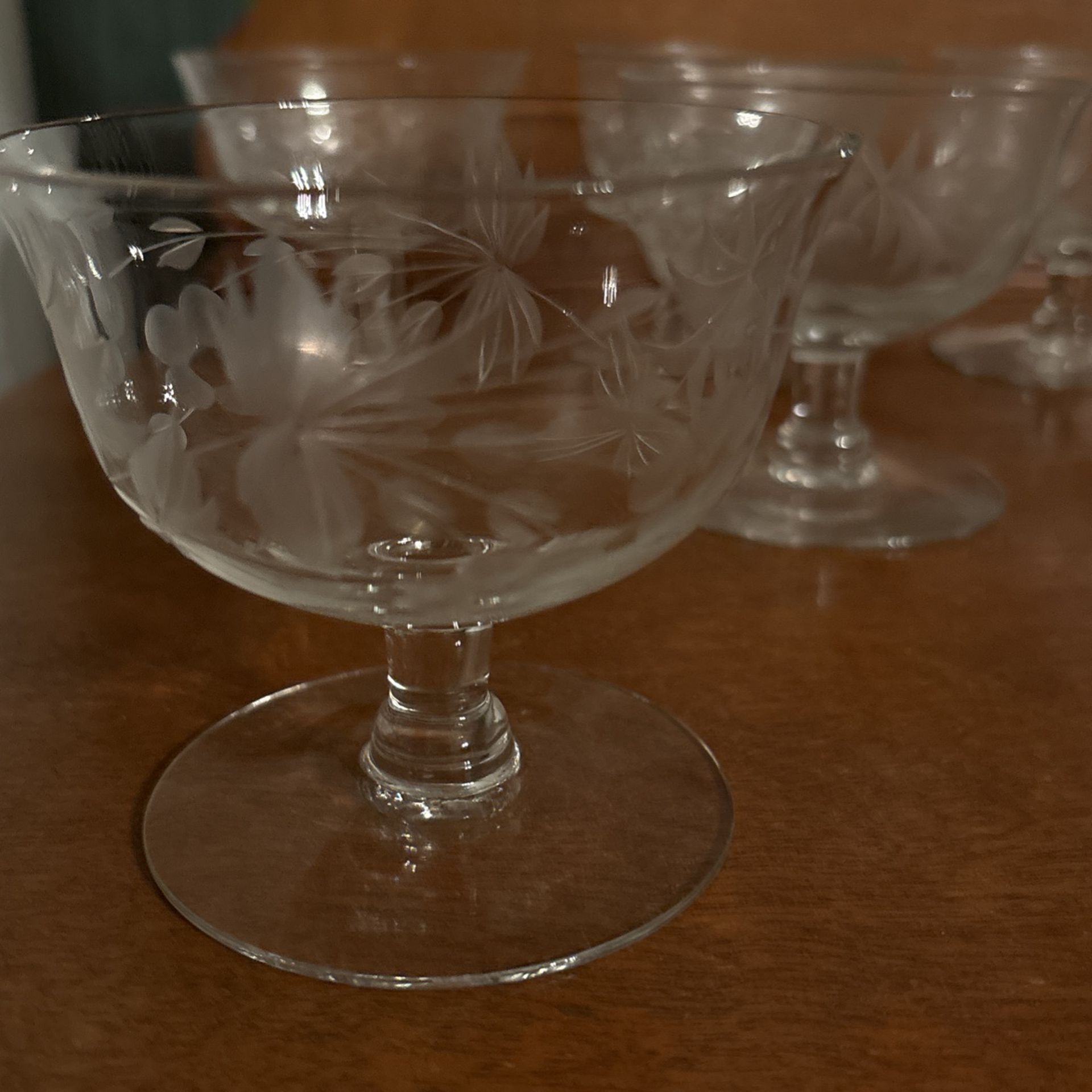 Vintage Etched Dessert Cups 