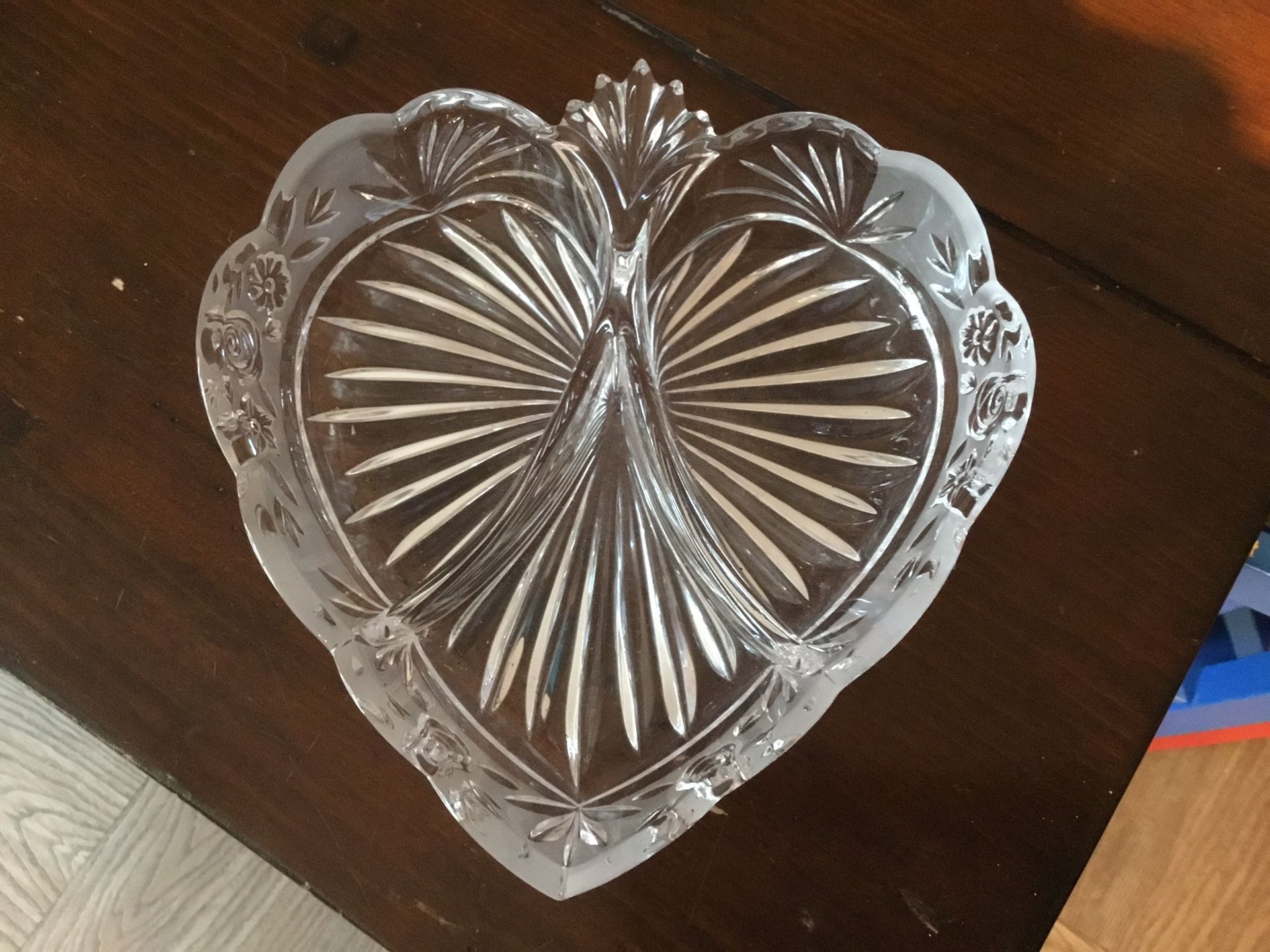 Heart Shaped Candy Dish, 8 inches by 8 inches.