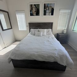 Modern Full Bedroom Set 4-Piece (Bed Frame + Dresser + Nightstand + Mirror)