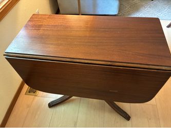 Vintage drop leaf walnut dining table and four chairs