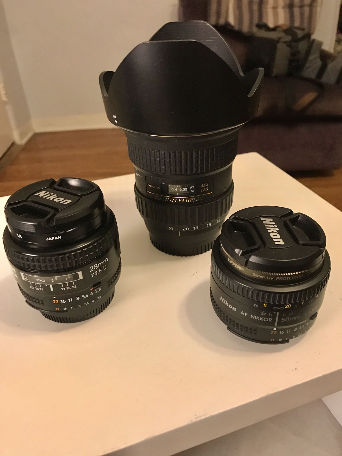 Nikon Lenses (28mm f2.8, 50mm F1.8, 12-24mm f4)