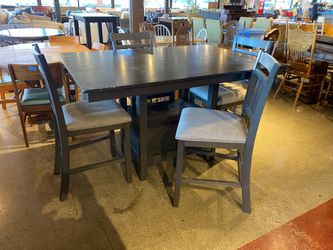 Five Piece Counter Height Dining Set with Pedestal Storage