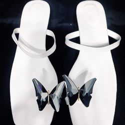 Trendy Butterfly Pattern Sexy Toe Ring Flat Sandals size: 6.5