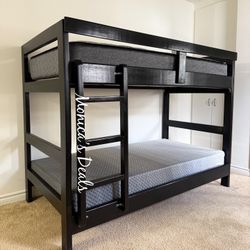 Solid Wood Twin/Twin Bunk Bed With Both Mattresses $560