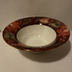 Beautiful Italian Disegno by Varm Extra Large Ceramic Poinsettia Christmas/holiday Bowl 