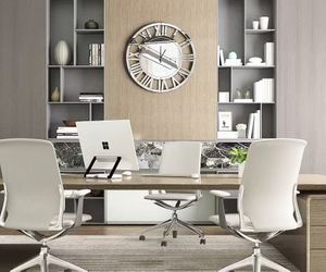 SHYFOY 24" Large Wall Clock Decorative, Acrylic Mirrored Clock for Living Room Decor, Big Silver Modern Wall Clocks Decor, Hour and Minute Hand, Batte