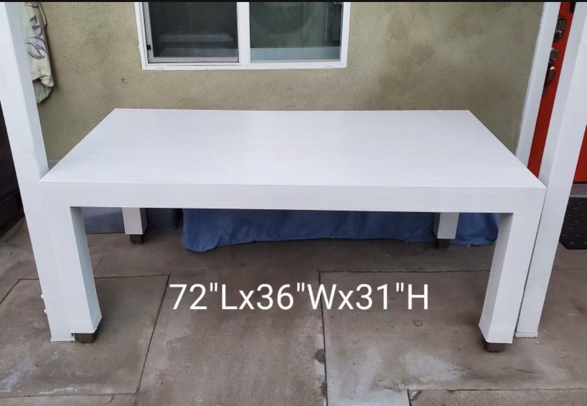 Large Heavy Duty Wooden White Dining Table, DIY Table, Work Desk 72”Lx36” Wx31”H