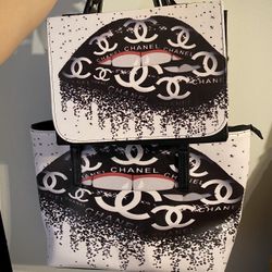 Black & White Double Cs Purse Set