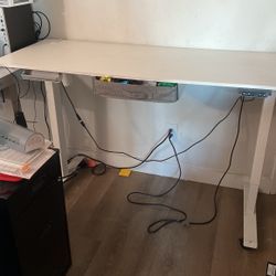 White Computer Desk Adjustable Height