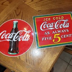 2 -1990s Porcelain Coca Cola Signs