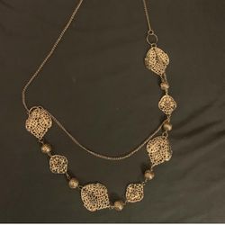 New Metal Gold Leaf Necklace & Earring Jewelry Set