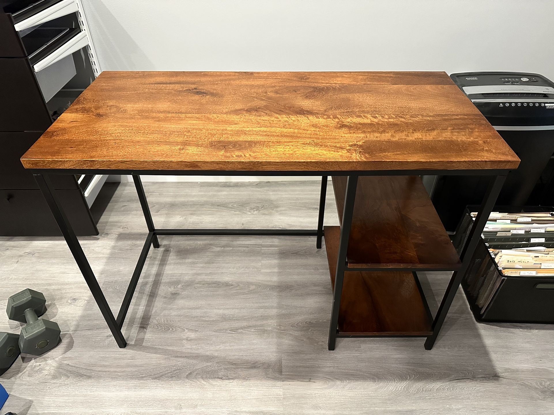 Wood and Metal Desk with Shelves