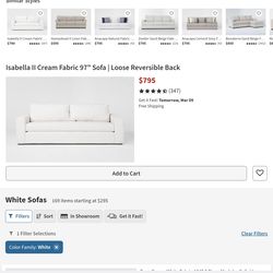 ISABELLA SAND SOFA  97" Sofa | Loose Reversible Back