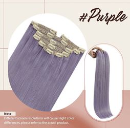 Purple Clip in natural Human Hair Extensions 7pcs 120g 20inch Thumbnail