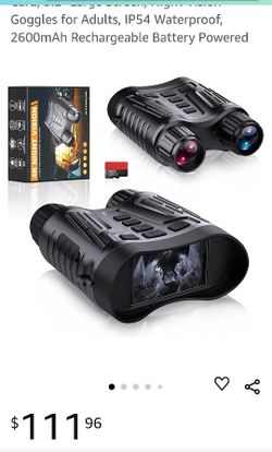 4K Night Vision Binoculars with 32G TF Card, 3.2" Large Screen, Night Vision Goggles for Adults, IP54 Waterproof, 2600mAh Rechargeable Battery Powered