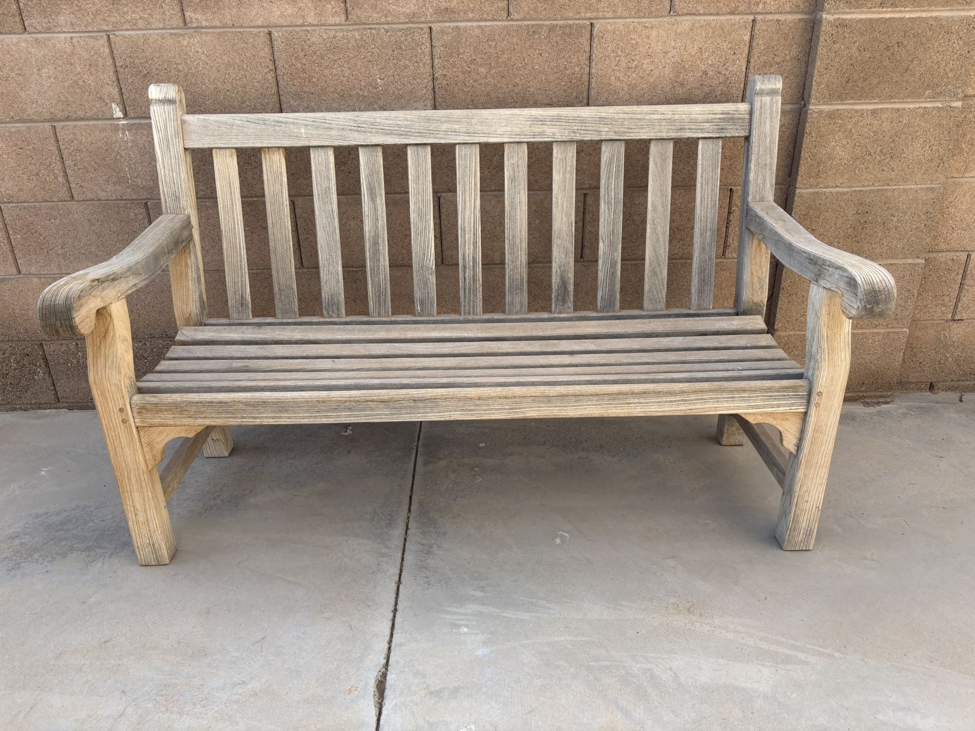 Wooden Bench Heavy Good Quality Measures W60” H39” D29”