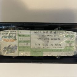 Tampa Bay Marlins Inaugural Baseballs And Ticket Including Stand 