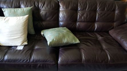 Brown soft leather sofa