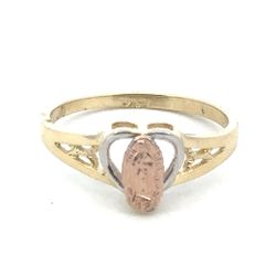 Woman’s Ladies 14k Tri Toned Rose White Yellow Gold Virgin Mary Heart Band Ring Size 6.5 GP3120149