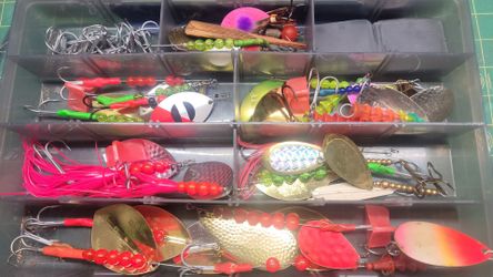 Salmon fishing spinner lot.