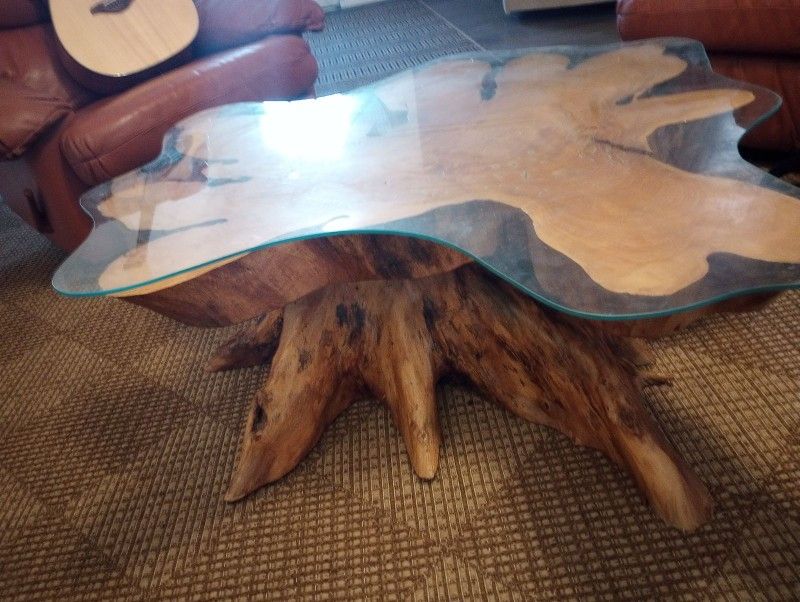 Beautiful Teakwood Tree Stump Coffee Table