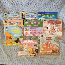 10 NEW Walt Disney Stories And 45 RPM Matching Records