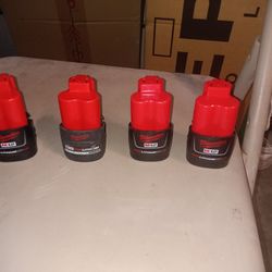 4 Milwaukee M12 Batteries 