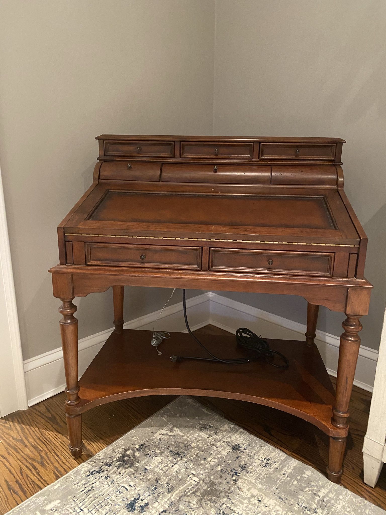 Drop Leaf Secretary Desk & Chair/ Has Electric/EUC