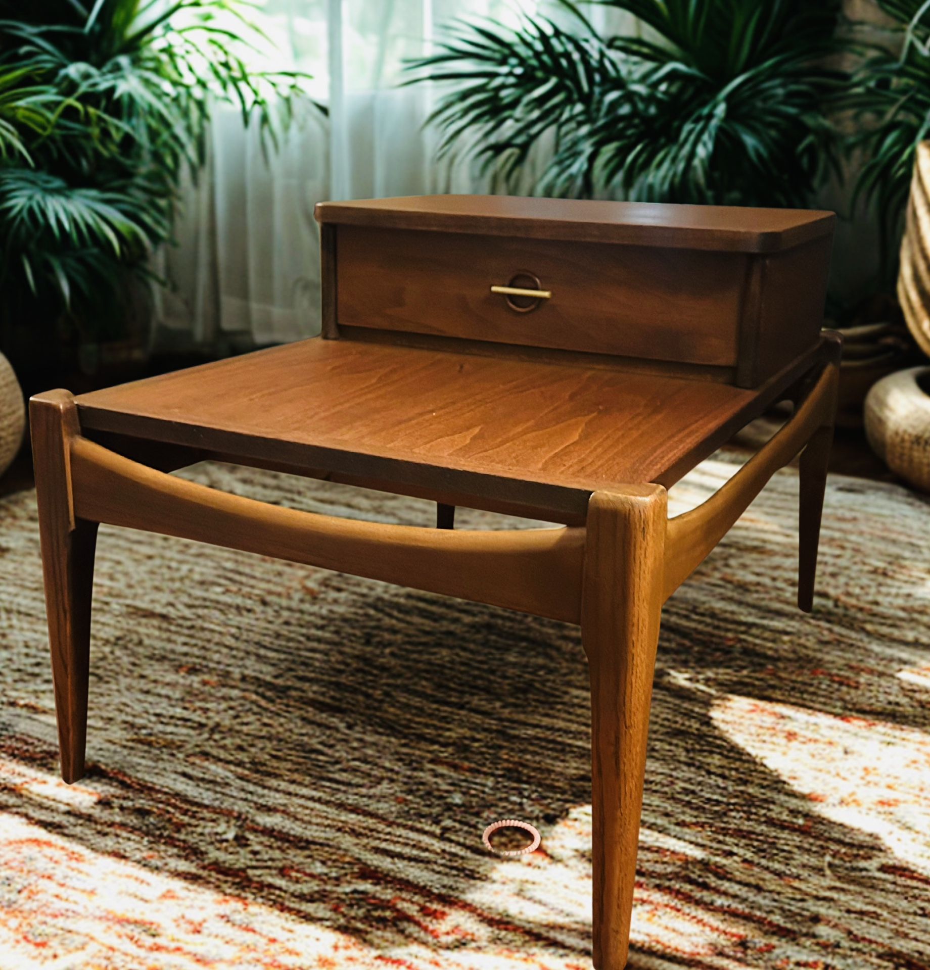 Rare Bassett Vintage Mid Century Tiered Walnut...