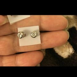 Real silver zircon diamond Small stud Earrings 