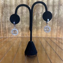 Authentic Chanel, Silver And Austrian Crystal Drop Ear