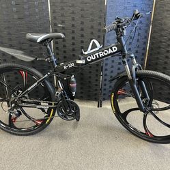 26”Folding Mountain Bike, 21 Speed Full Suspension High-Carbon Steel MTB Foldable Bicycle