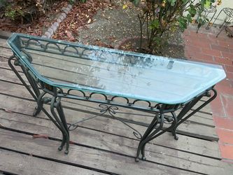 Vintage iron cast glass table