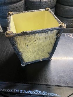 Rustic Faux Wood Trash Bin Or Planter