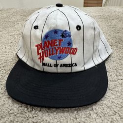 Vintage 90s Planet Hollywood Mall Of America Pinstripe Snapback Cap 