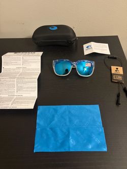 Costa Del Mar Tortoise Polarized Sunglasses Blue Mirror 580G Premium Glass NEW