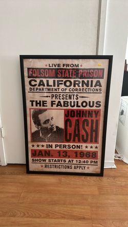 Johnny Cash Folsom Prison Concert Poster Framed
