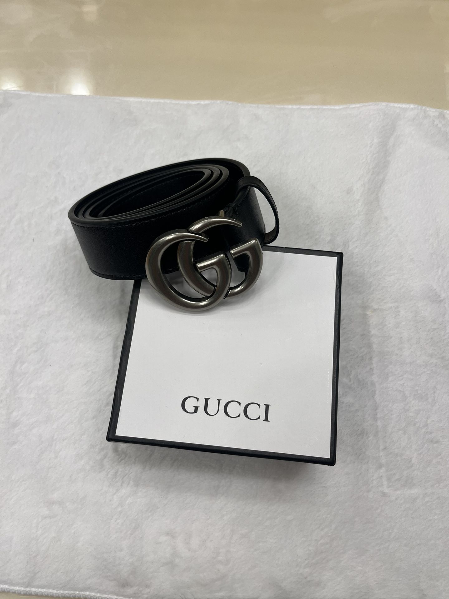 Gucci Belt Black With Silver GG Logo