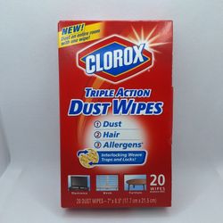 Clorox Triple Action Dust Wipes 20 Ct -Discontinued Yellow Cleaning Cloths NEW