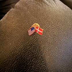 American and danish flag pin