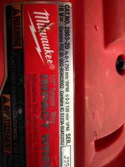 Milwaukee 2863-20 18V 1/2" Impact Wrench