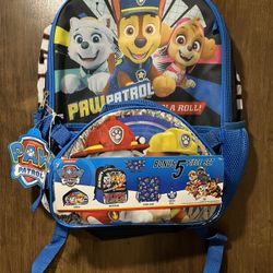 Paw Patrol Backpack With Bonus Items - Cinch Sack, Lunch Bag, Gadget Case & Ball