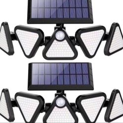 Solar Outdoor Lights, 306 LED Solar Motion Sensor Outdoor Lights IP65 Waterproof, 5 Heads 270° Wide Angle Solar Security Flood Lights Outdoor for Fron
