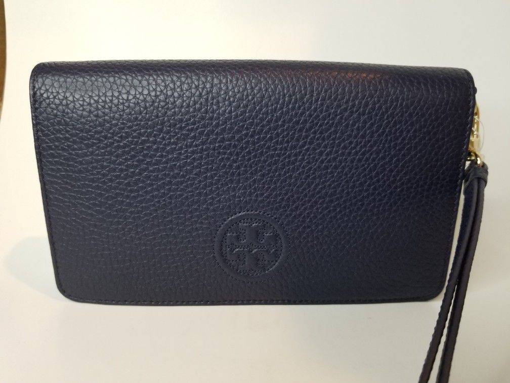 Tory Burch Navy Bombe Smartphone Wristlet Wallet with Logo - NWT 50655