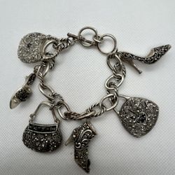 Fashionable Silver Color Charm Bracelet- Shoes & Handbag Charms