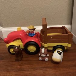 Fisher Price Little People Farm Animals and Tractor Wagon Farmer Sound