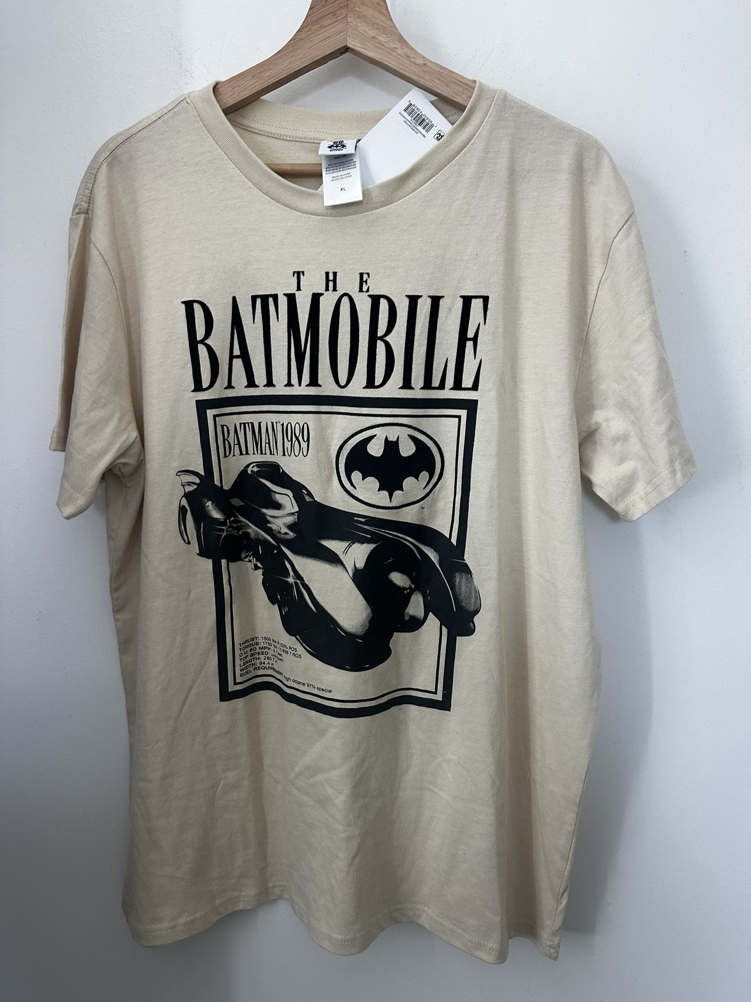 Batman 1989 Batmobile Leather Batman Logo Size XL